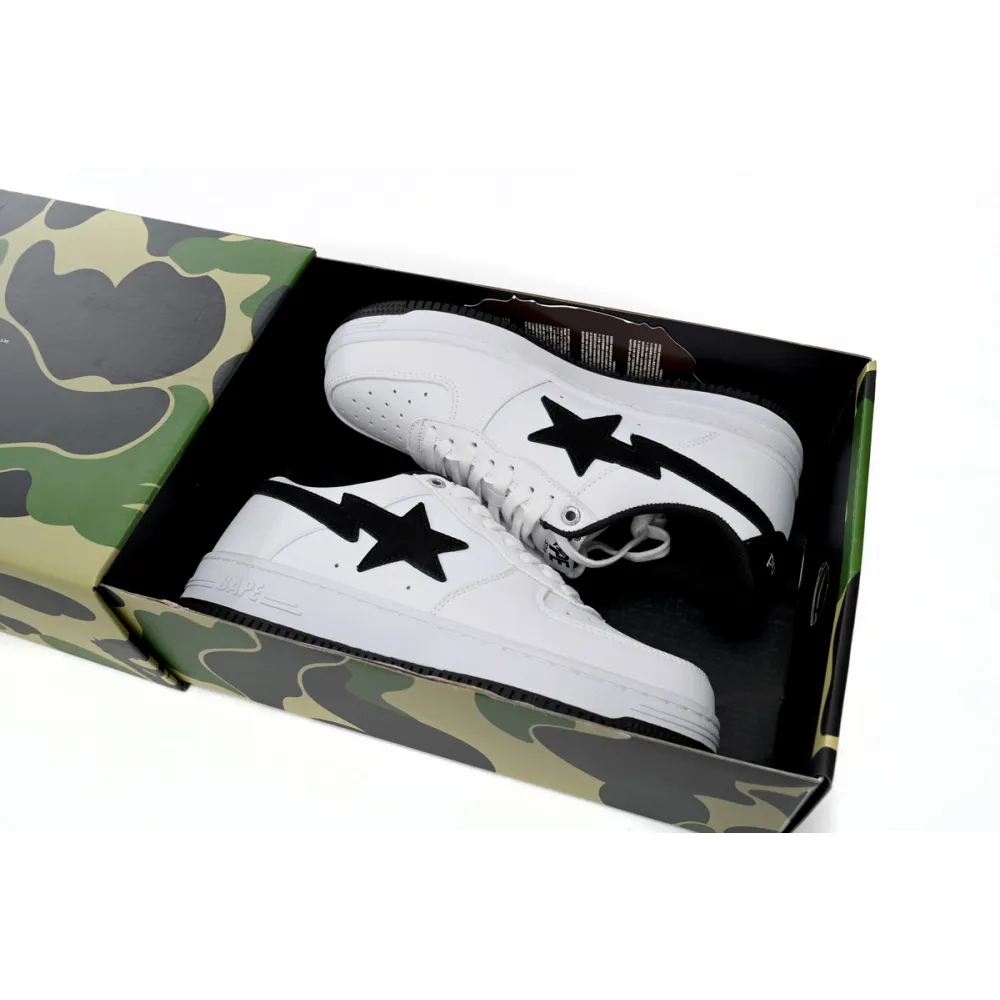 A Bathing Ape Bape Sta Low White And Black Tick reps,1173-191-912