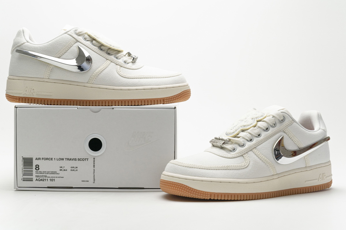 Travis Scott x Nike Air Force 1“Sail” reps,AQ4211-101