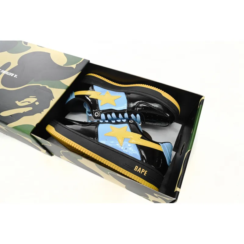 A Bathing Ape Bape Sta Low Black, Blue, And Yellow reps,1H20 191 046