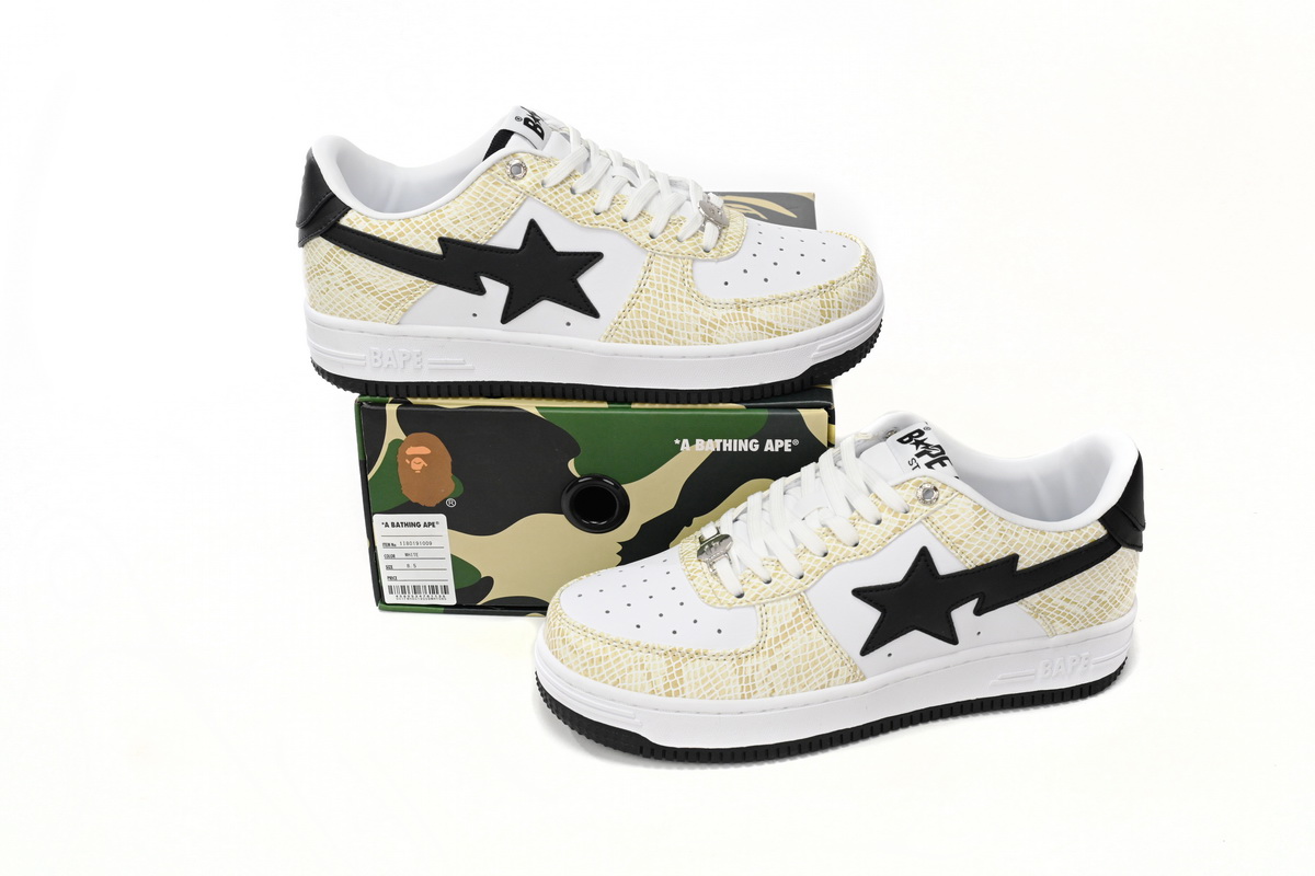 A Bathing Ape Bape Sta Low White Snake Skin Pattern reps,1I80 191 009