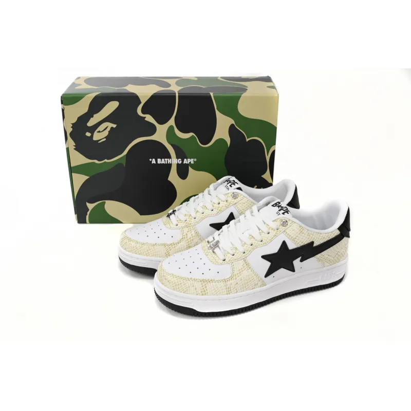 A Bathing Ape Bape Sta Low White Snake Skin Pattern reps,1I80 191 009