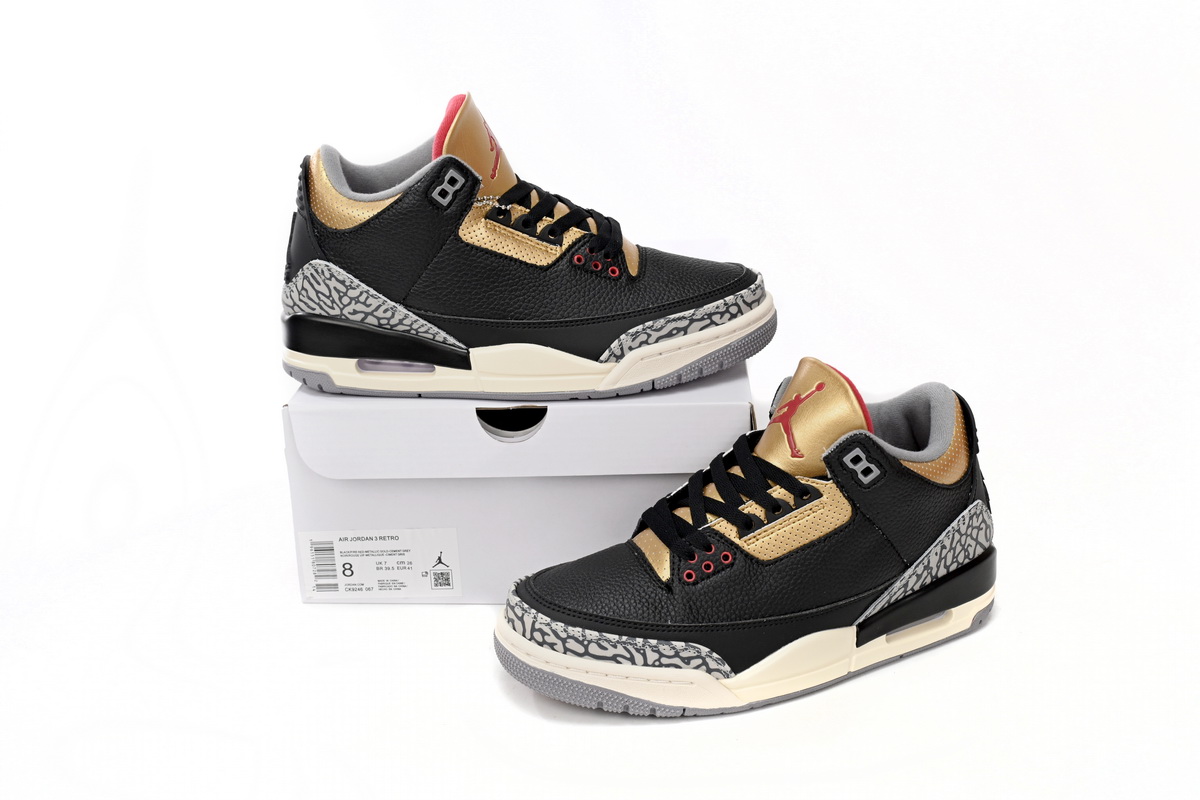 Air Jordan 3 WMNS “Black Gold” reps,CK9246-067, Replica Shoes