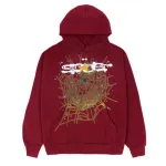 Sp5der Logo Maroon Hoodie