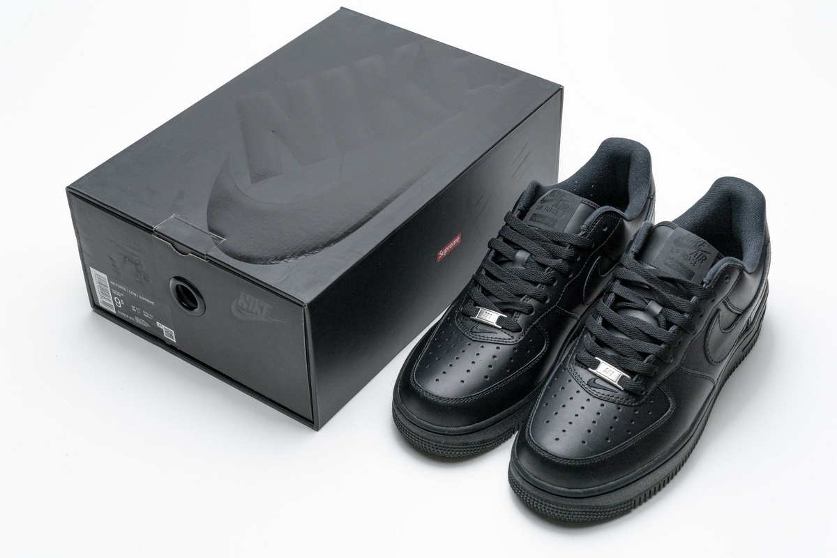  Air Force 1 Low Black x Supreme  , CU9225-001, Replica Shoes