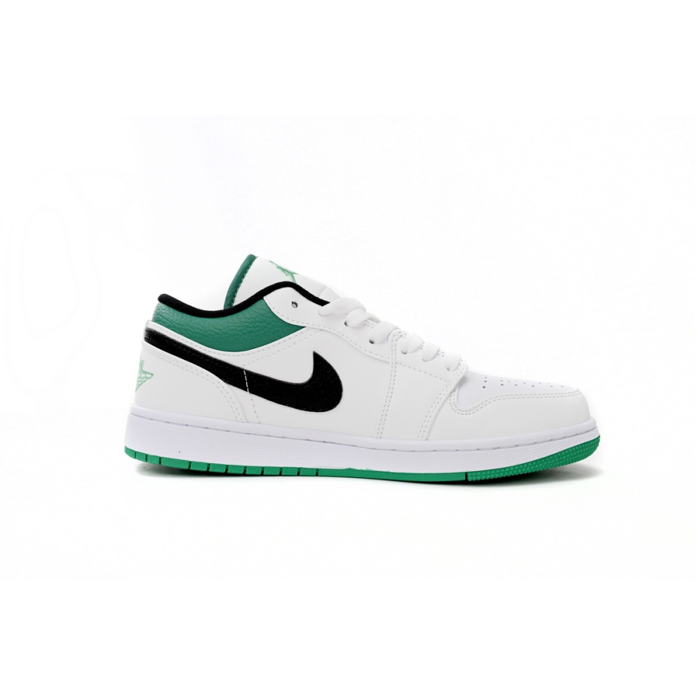 Jordan 1 Low White Lucky Green Tumbled Leather Replica, 553560-129, Replica Shoes