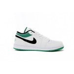 Jordan 1 Low White Lucky Green Tumbled Leather Replica, 553560-129, Replica Shoes