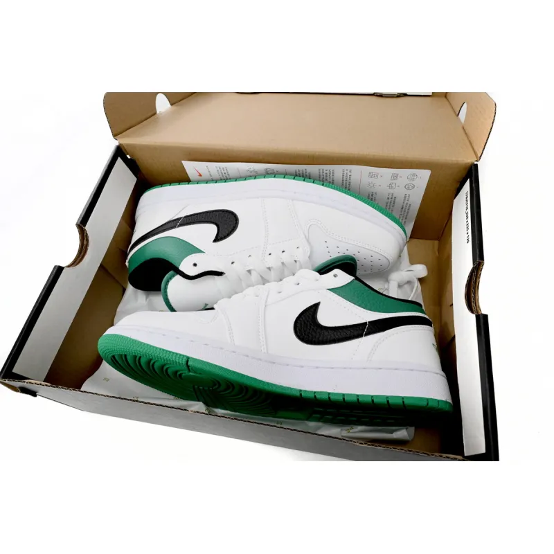 Jordan 1 Low White Lucky Green Tumbled Leather Replica, 553560-129