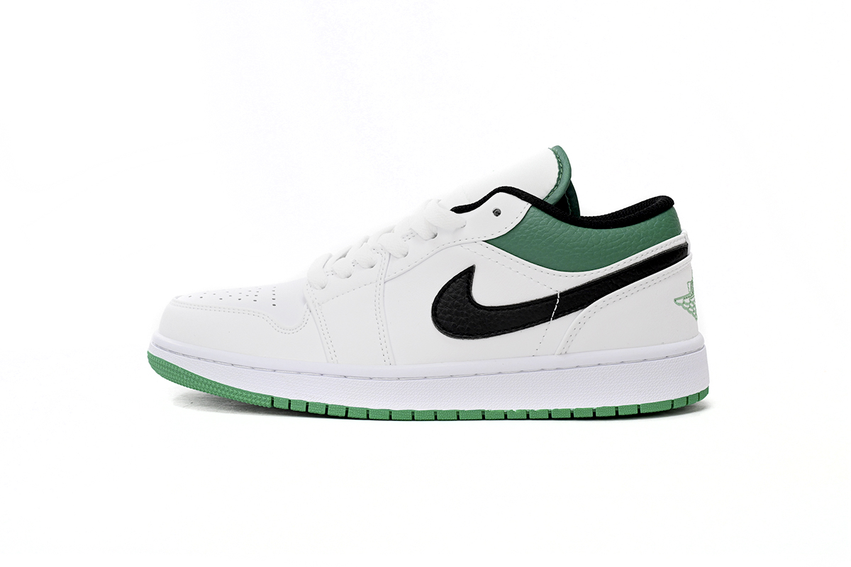 Jordan 1 Low White Lucky Green Tumbled Leather Replica