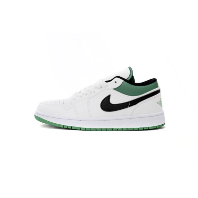 Jordan 1 Low White Lucky Green Tumbled Leather Replica, 553560-129, Replica Shoes 01