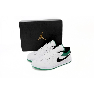 Jordan 1 Low White Lucky Green Tumbled Leather Replica, 553560-129, Replica Shoes 02