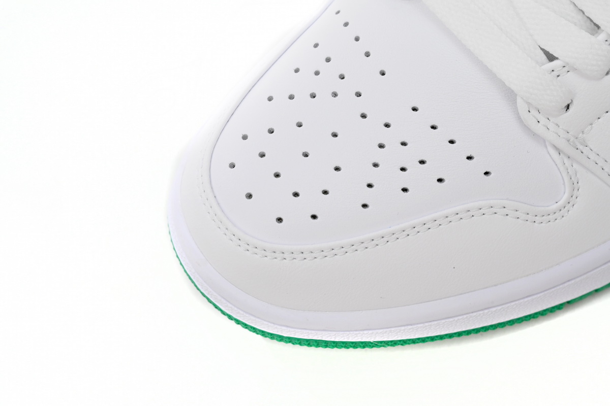 Jordan 1 Low White Lucky Green Tumbled Leather Replica, 553560-129, Replica Shoes
