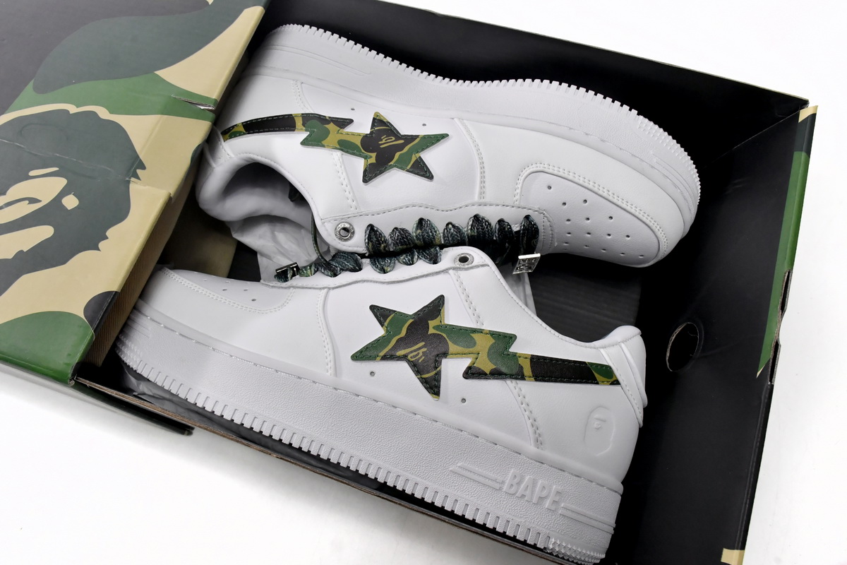 A Bathing Ape Bape Sta Low White Green Camouflage Replica,1H20-191-045