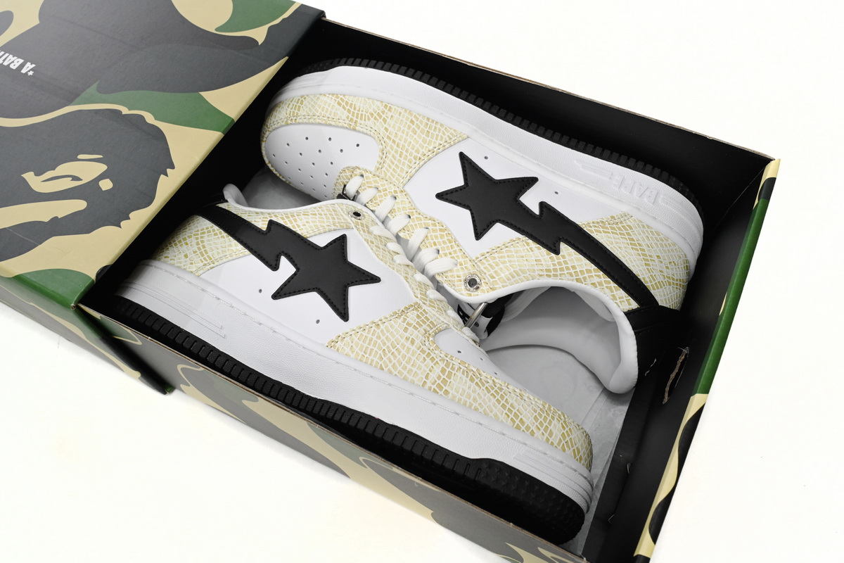 A Bathing Ape Bape Sta Low White Snake Skin Pattern Replica, 1I80 191 009