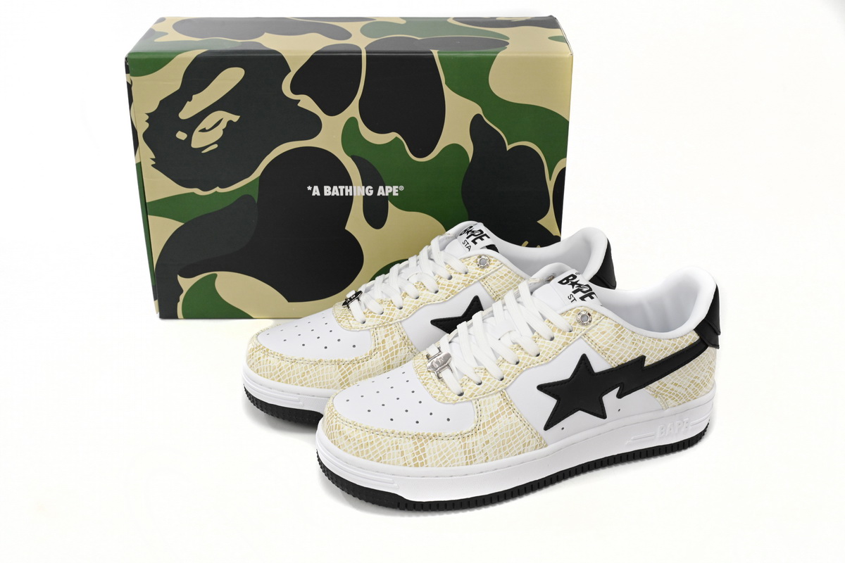 A Bathing Ape Bape Sta Low White Snake Skin Pattern Replica, 1I80 191 009