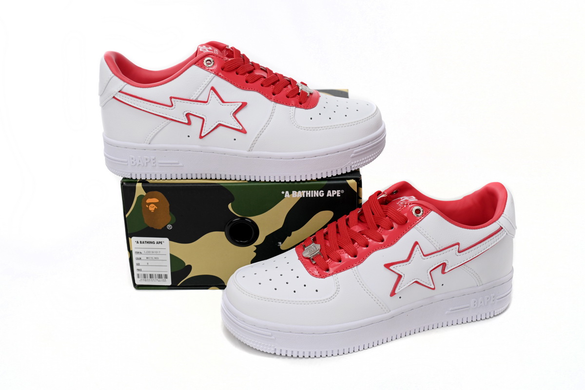 A Bathing Ape Bape Sta Patent Leather White Red Replica,1J30-291-017