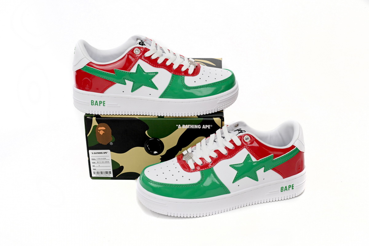 Bathing Ape Bape Sta Low Red, white, and Green Replica, 1180-191-004