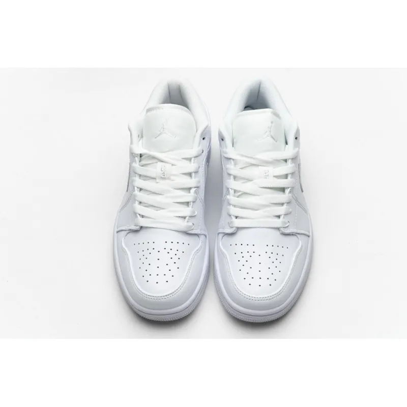 Jordan 1 Low Triple White Tumbled Leather Replica, 553558-130, Replica Shoes