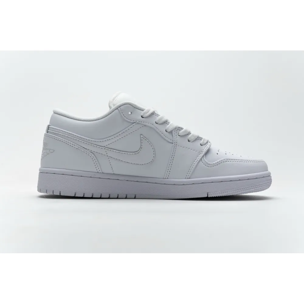 Jordan 1 Low Triple White Tumbled Leather Replica, 553558-130