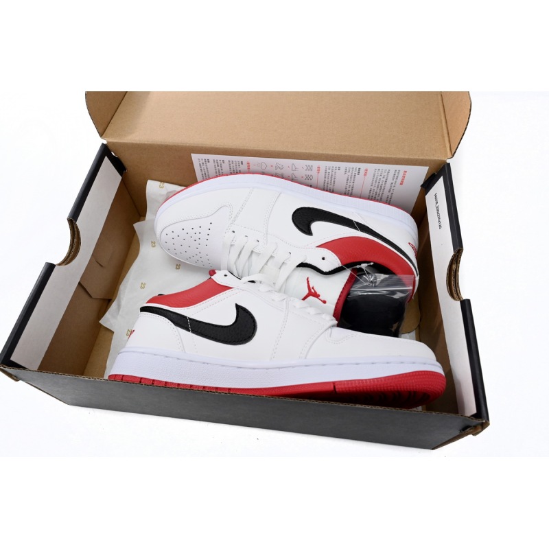 Jordan 1 Low White University Red Black Replica, 553558-118, Replica Shoes