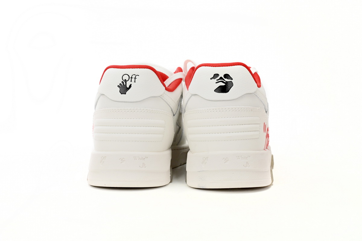OFF-WHITE Out Of Office "OOO" Low Tops For Walking White White Red Replica, OMIA189 C99LEA00 30125