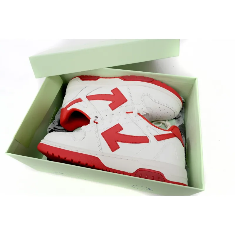 OFF-WHITE Out Of Office "OOO" Low Tops White Red Replica, OMIA189 C99LEA00 10125