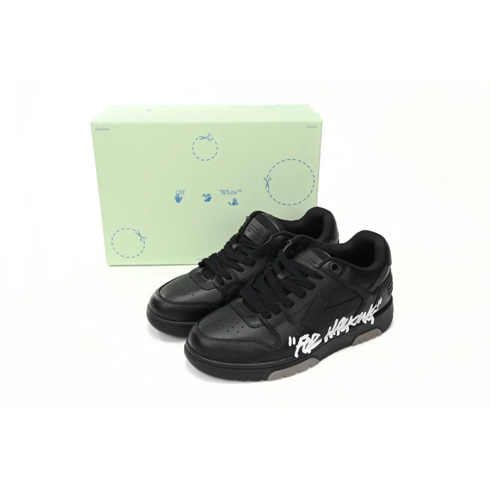 OFF-WHITE Out Of Office OOO "For Walking" Low Tops Black White Replica, OMIA18 9S21LEA00 41001