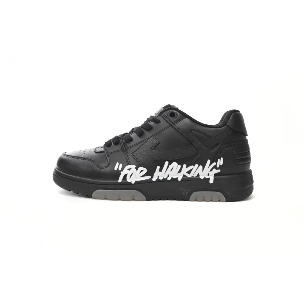 OFF-WHITE Out Of Office OOO "For Walking" Low Tops Black White Replica, OMIA18 9S21LEA00 41001