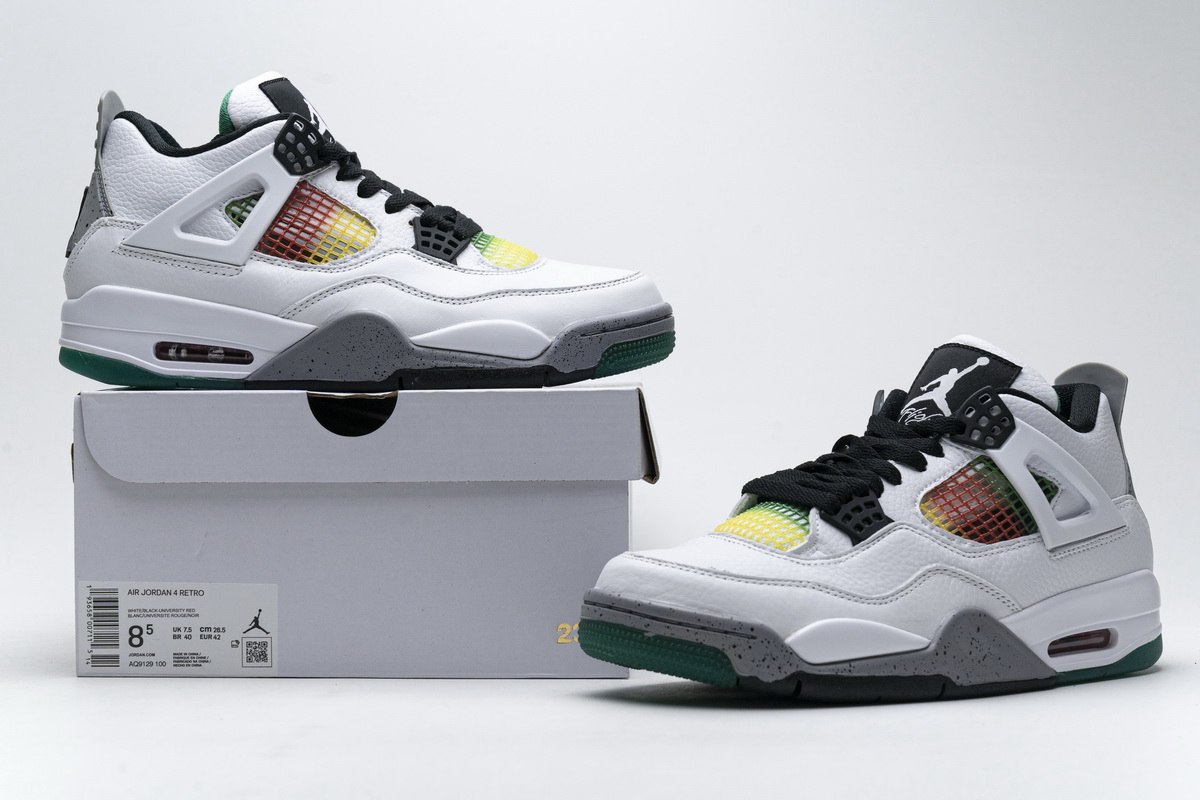 Jordan 4 Retro Lucid Green Rasta Replica, AQ9129-100