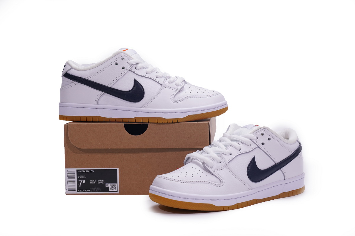SB Dunk Low Orange Label White Navy Replica,CZ2249-100