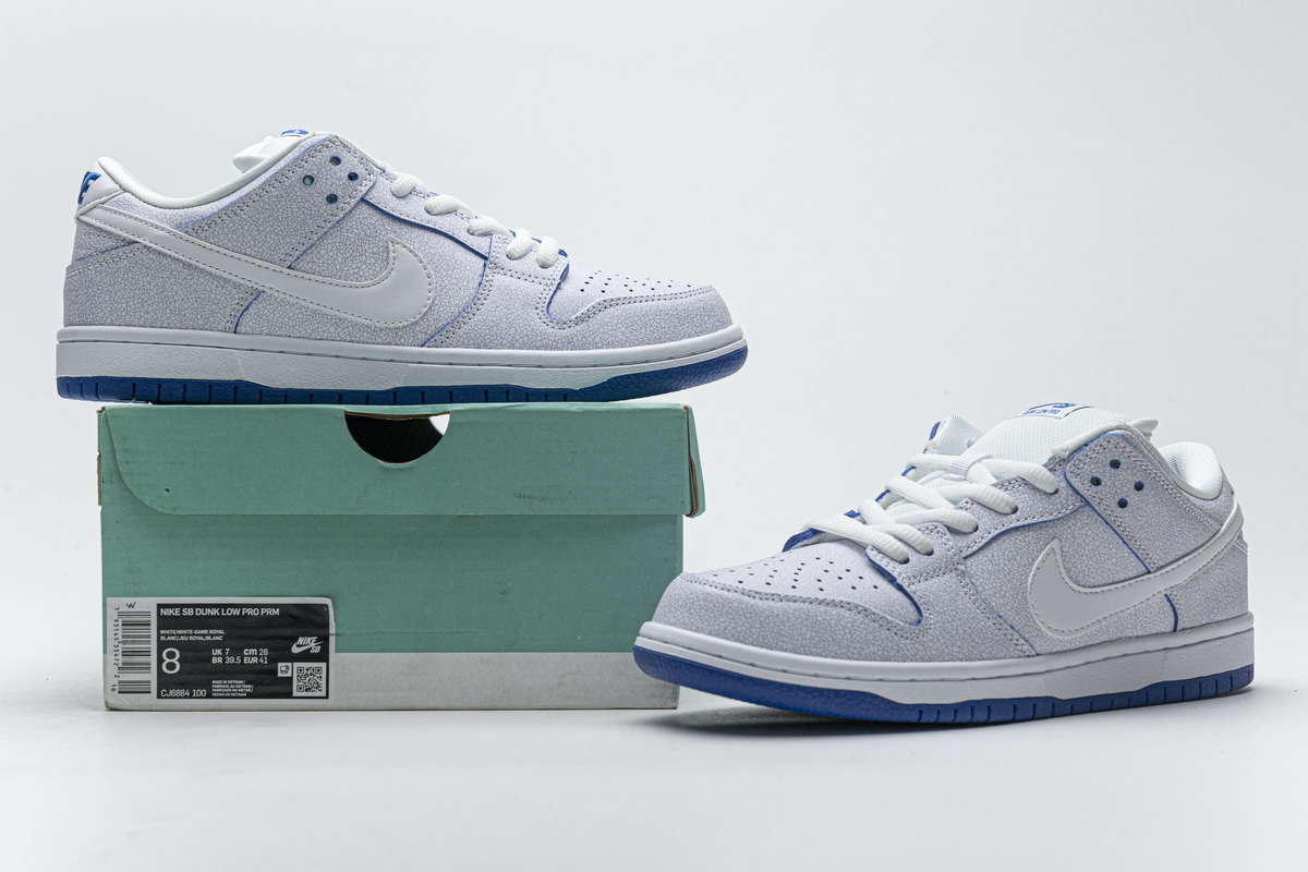 SB Dunk Low Premium White Game Royal Replica,CJ6884-100