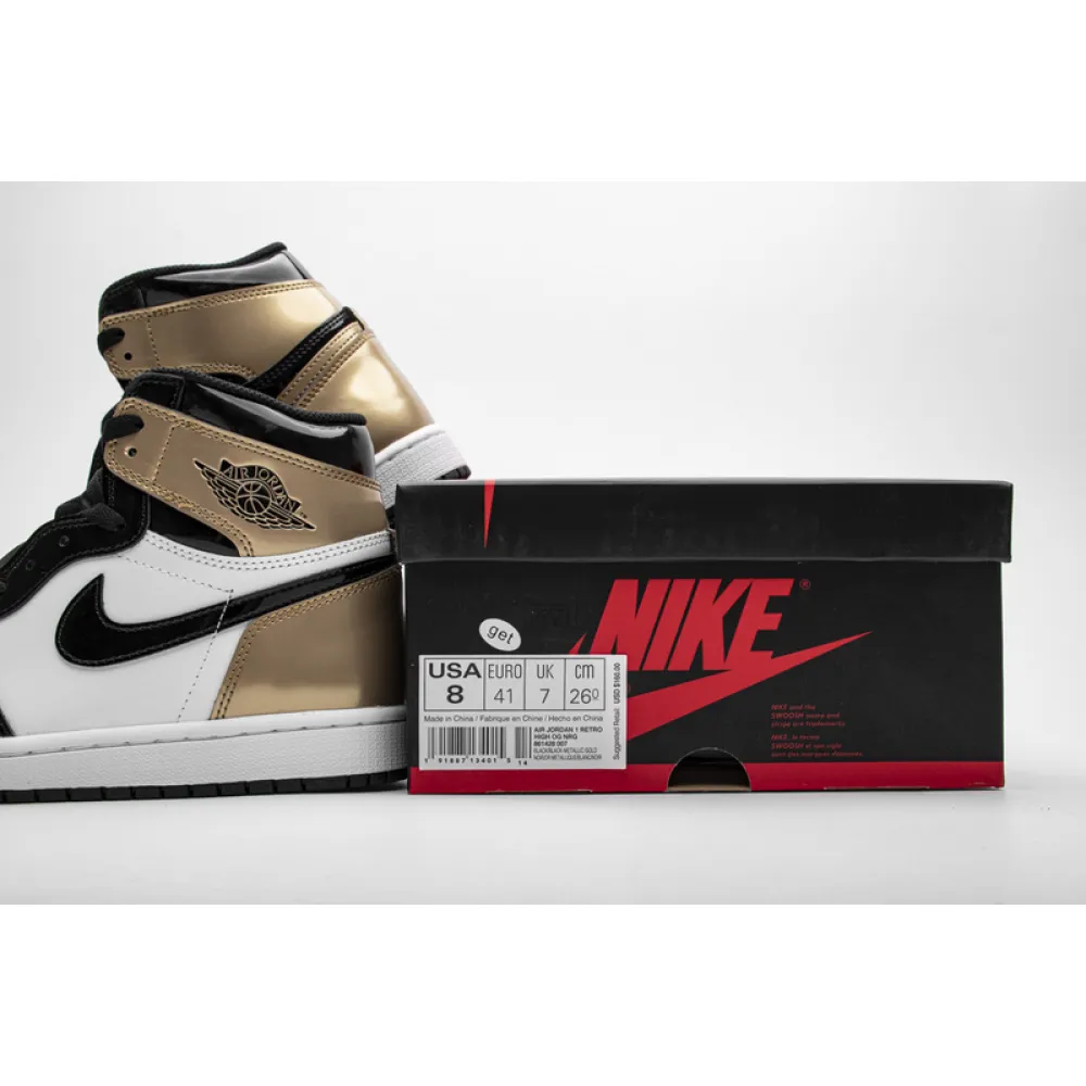 Jordan 1 Retro High NRG Patent Gold Toe Replica, 861428-007, Replica Shoes