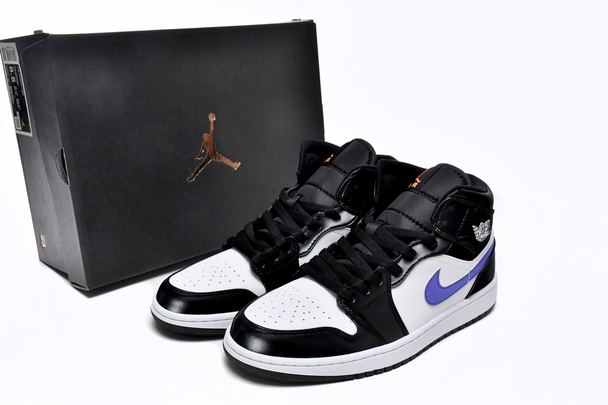 Jordan 1 Mid Black Racer Blue White Replica, 554725-084, Replica Shoes