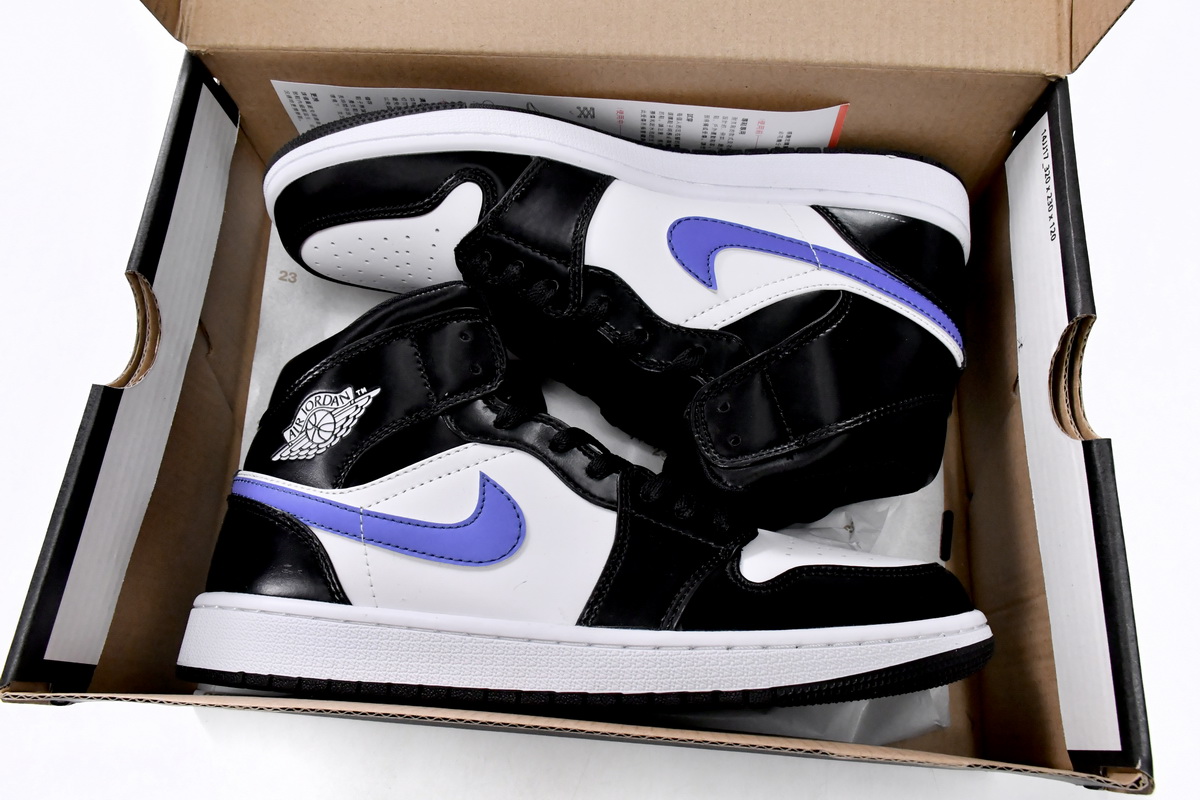Jordan 1 Mid Black Racer Blue White Replica, 554725-084, Replica Shoes