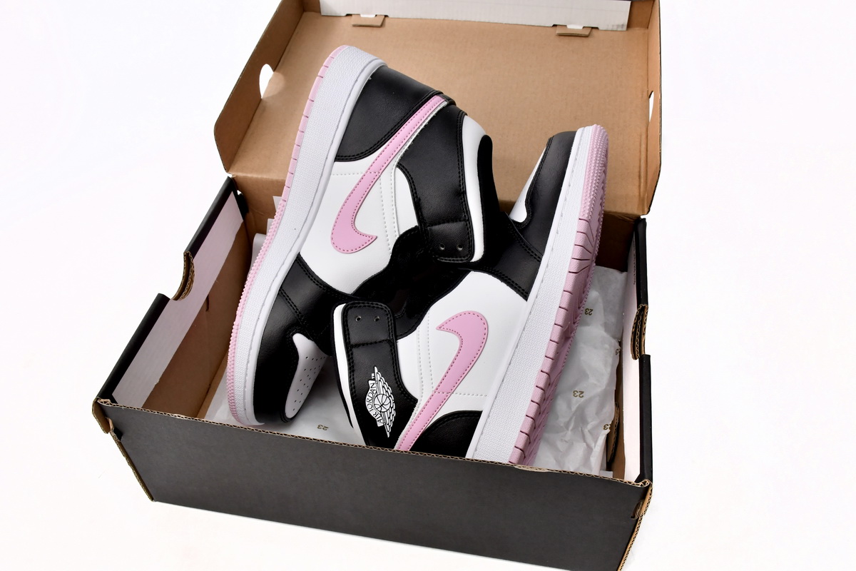 Jordan 1 Mid White Black Light Arctic Pink Replica, 555112-103, Replica Shoes