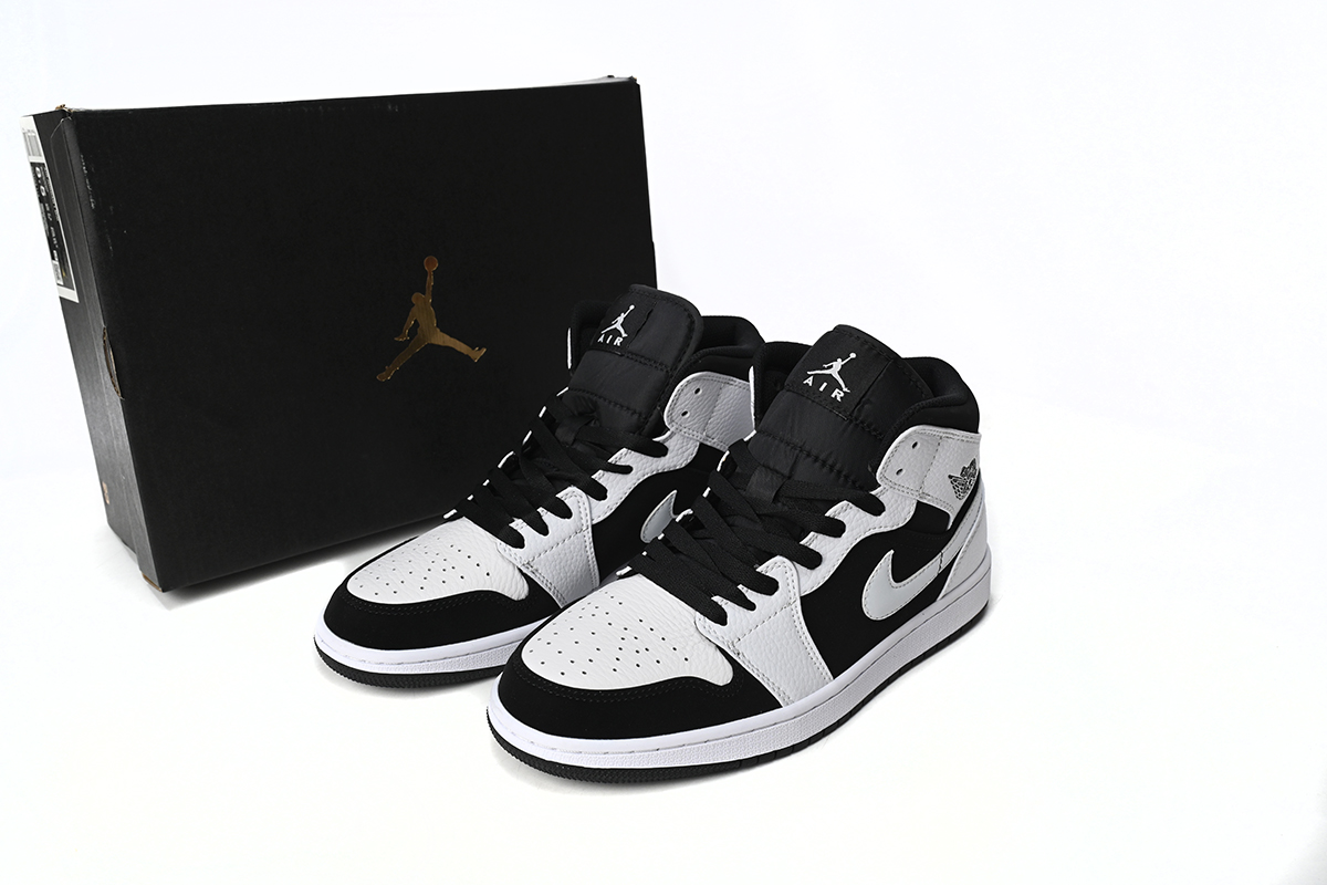 Jordan 1 Mid White Black Replica, 554724-113, Replica Shoes