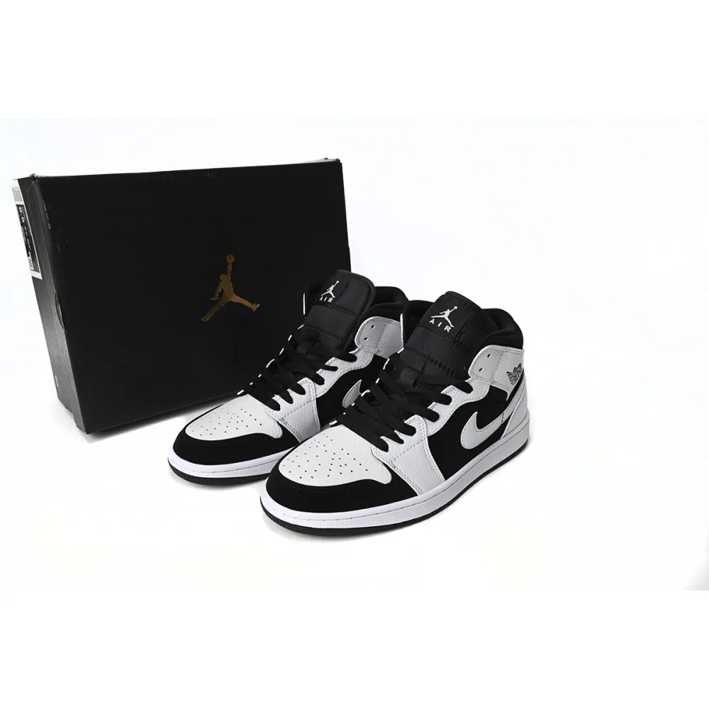 Jordan 1 Mid White Black Replica, 554724-113, Replica Shoes