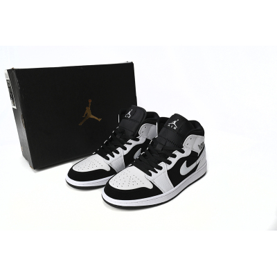 Jordan 1 Mid White Black Replica, 554724-113, Replica Shoes 02