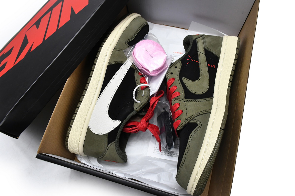 Travis Scott x Air Jordan 1 Low Dark Green Replica,  DM7866-196, Replica Shoes
