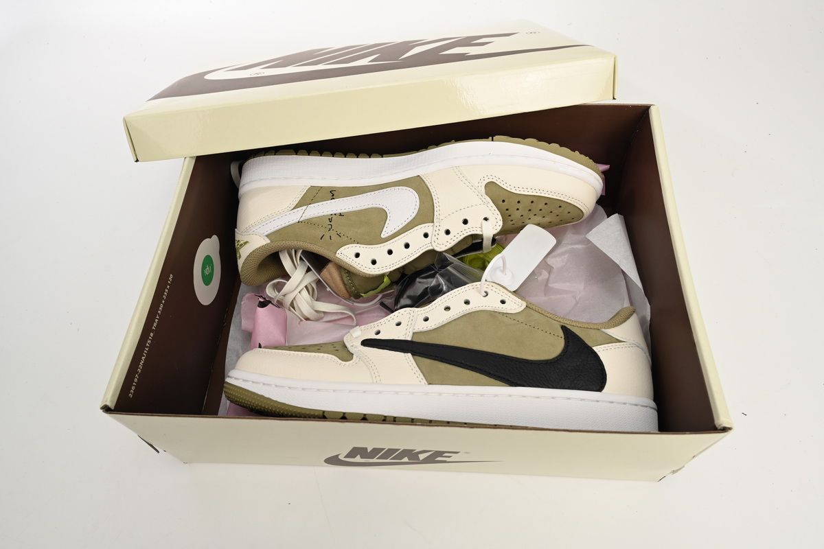 Travis Scott x Air Jordan 1 Low Black, White, Green Replica,  FZ3124-200