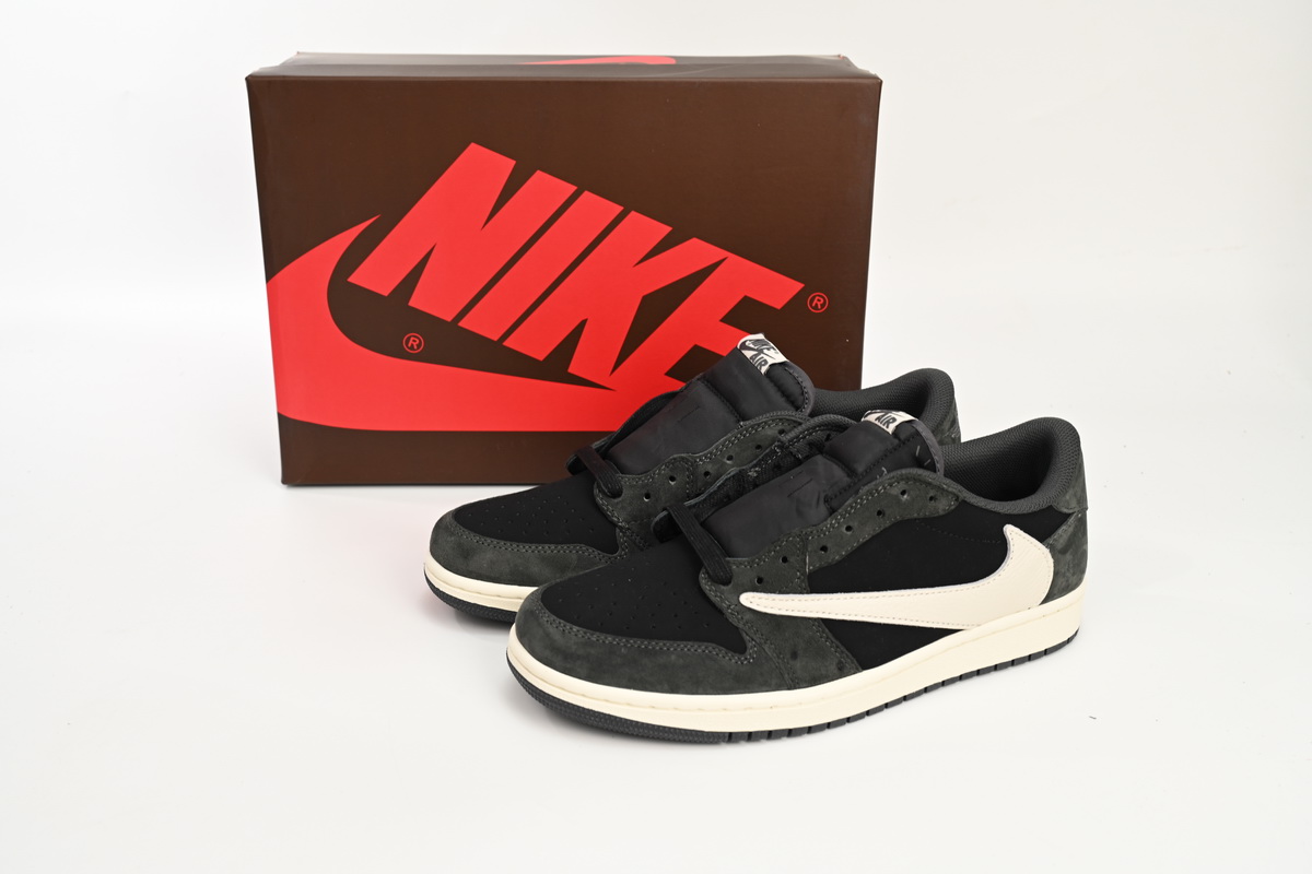 Travis Scott x Air Jordan 1 Low Black Grey Low Help Replica,  DM7866-001