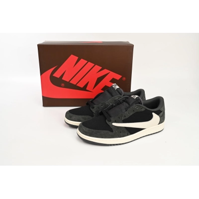 Travis Scott x Air Jordan 1 Low Black Grey Low Help Replica,  DM7866-001 02