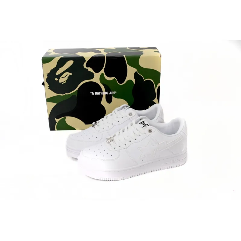{20$ OFF, Litmited Time}  A Bathing Bapesta Sta Low M2 White Leather