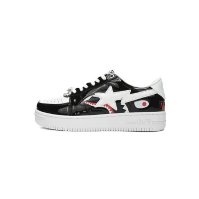 Special Sale A Bathing Ape Bape Sta Low Black and White Shark 1H30-191-009 01