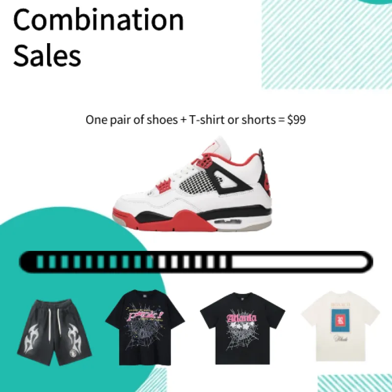 Combination Sales Jordan 4 Retro Fire Red Replica & T-shirt , DC7770-160