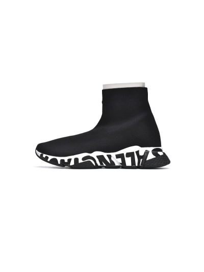 PKGoden   Balenciaga Speed Graffiti Trainers Black White 01