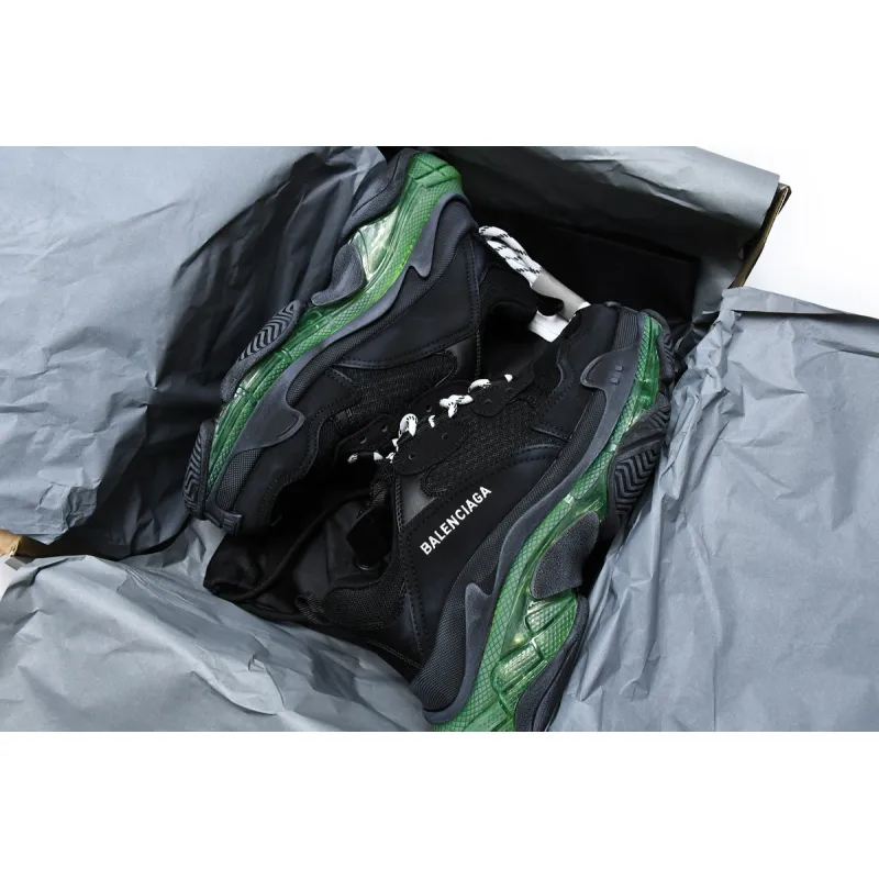 Balenciaga Triple S Black Green 544351 W09ON 1047 