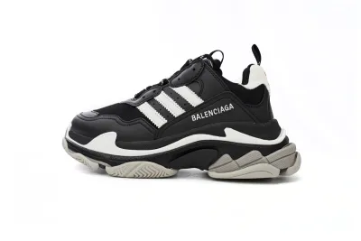 PKGoden    Balenciaga Triple S Black And White Bars 712764 W2ZB2 1090  01