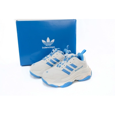 Balenciaga Triple S White And Blue Bars 712764 W2ZB3 9040  02