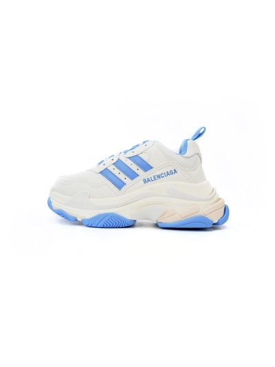 PKGoden   Balenciaga Triple S White And Blue Bars 712764 W2ZB3 9040  01