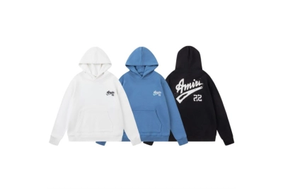  Amiri Hoodie Black and White and Blue, 19st7087 01